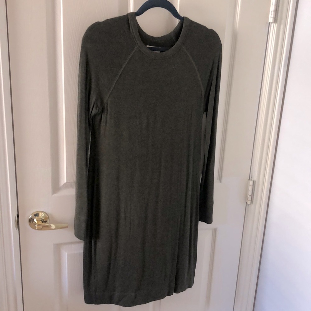 Lou & Grey Olive Green Sweatshirt Dress